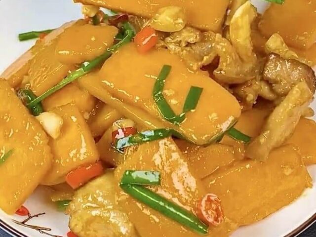 Тыква жареная с мясом