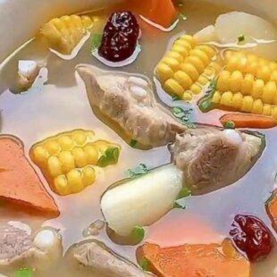 Китайский суп со свиными ребрышками