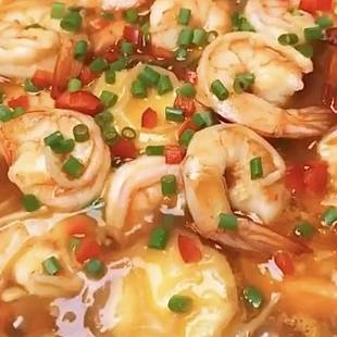 Японский тофу с грибами и креветками