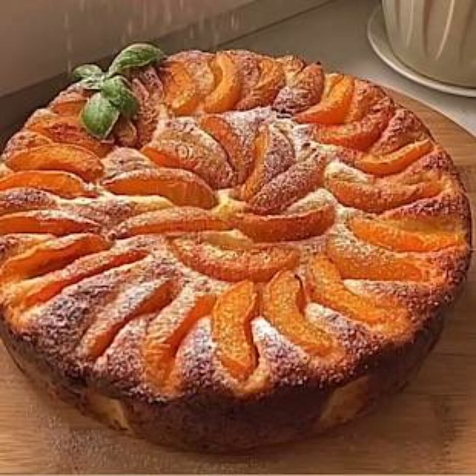 Пирог творожный с абрикосами