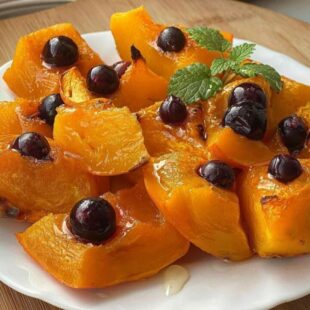 Тыква запечённая с мёдом и смородиной